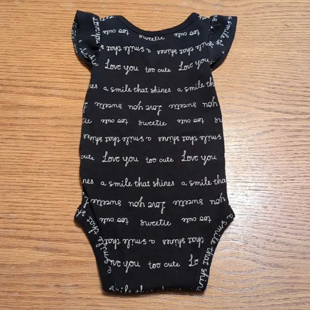 Carter's 9 Month Baby Short Sleeve Onesies Black White Gold